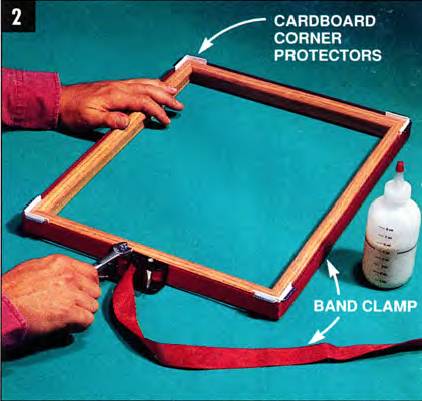 Use a band clamp to dry assemble all parts together and check the miters for a proper fit