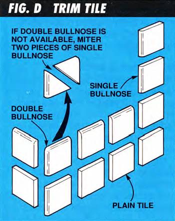 You can also miter two single-bullnose tiles to make one double-bullnose tile