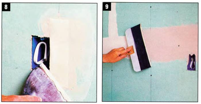 Use paper tape to cover larger gaps around electrical boxes