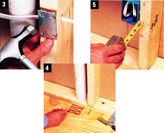 It is also necessary to cover wire runs, mark pipe locations and adjust electrical box depths