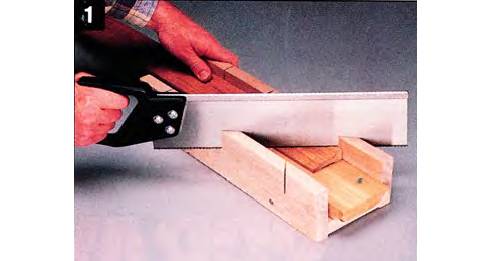 With a fine-toothed hand saw you can make miter cuts using a miter box
