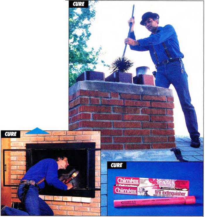Inspect and clean your chimney and fireplace annually and keep a chimney fire extinguisher nearby