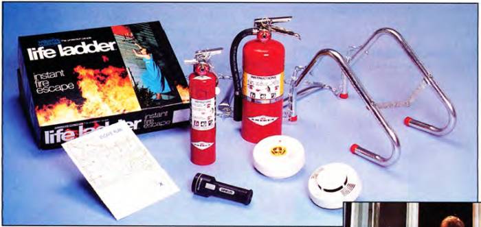 Gather your own fire protection kit complete with fire extinguishers, flashlight, and a safety ladder