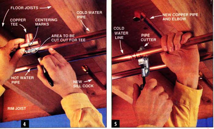 Prior to start cutting existing pipes, keep a bucket and some rags next to you
