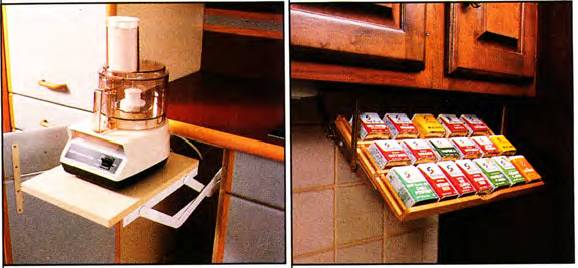The spice rack can also store knives, cookbooks, tablets, and whatever else you can come up with