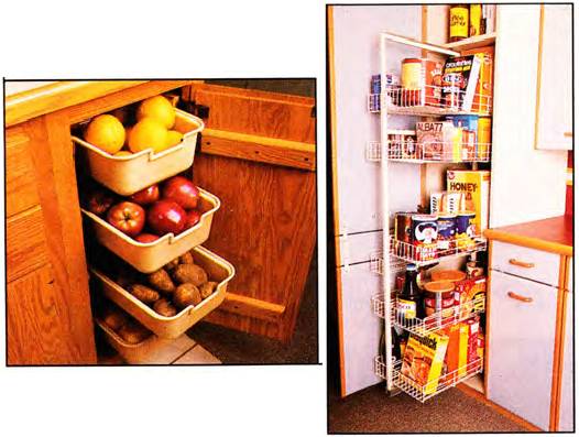 The pull-out pantry is a great way to use a small space that would have gone to waste