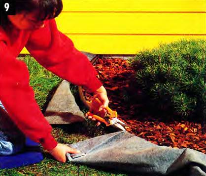 Trim the weed barrier to size