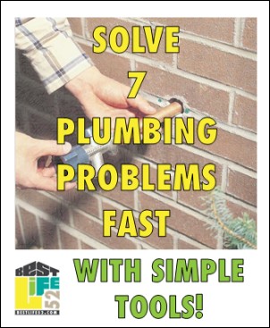 Here's how to solve 7 plumbing problems immediately with simple tools in your faucet, shower head, sprayer, strainer, washing machine, and water heater.