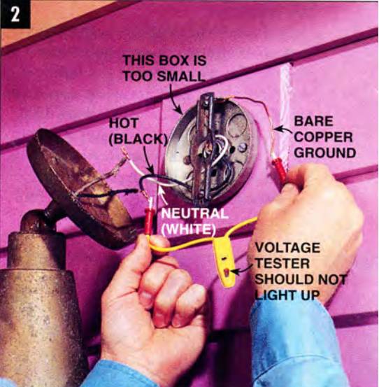 The voltage tester light should not light up before you go any further