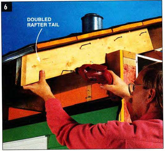 Screw a new section of rafter to reinforce the tail of the old one