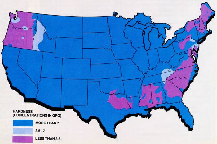 This US map of water hardness shows that most of the nation suffers from hard water