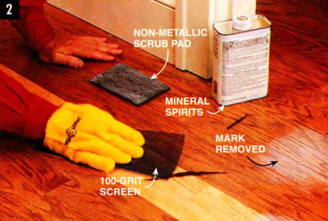 Use a 100-grit screen to remove stubborn marks