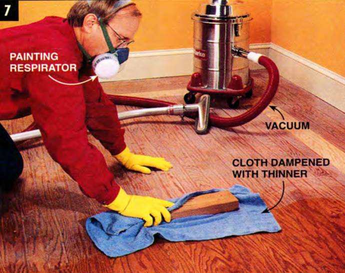 Vacuum the floor and wipe off the dust