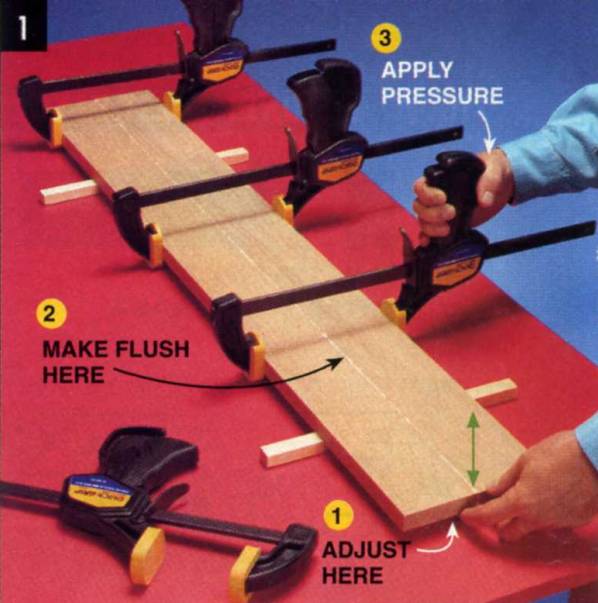 adjust the ends, make flush at the top, and apply clamping pressure