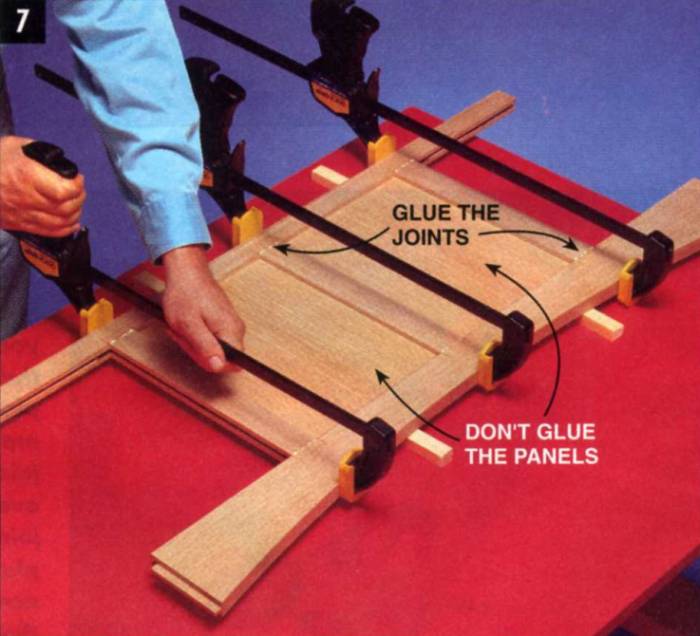 glue the joints but leave the panels unglued and free floating