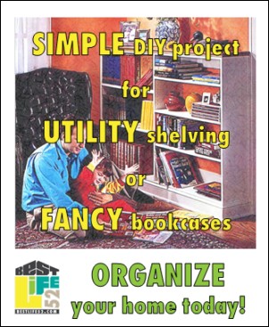 This is a simple DIY project that can easily be adapted into utility garage shelving or fancy bookcases for your family room. You can organize your home today!