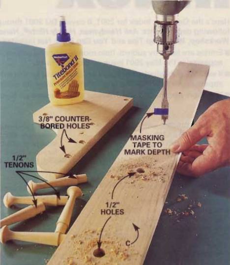 drill all holes for the peg using masking tape to mark the depth