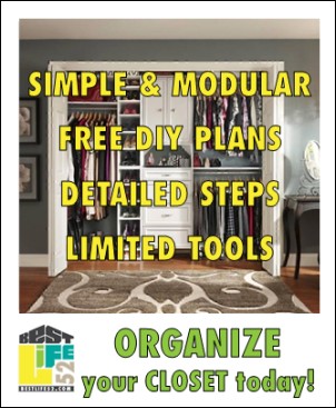 Simple, modular organizing system. Free DIY plans and step-by-step instructions. Limited tools project!
