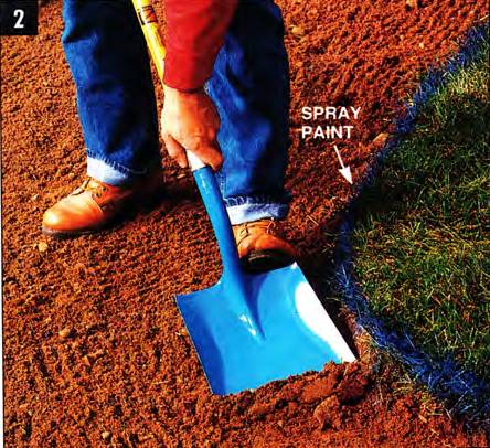 Mark the excavation line with spray paint and remove the sod