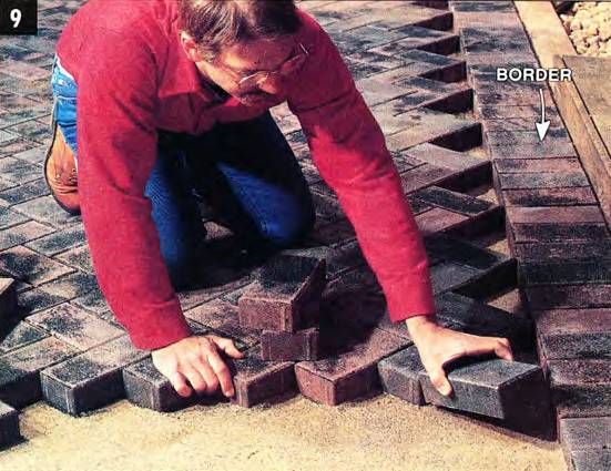 Start installing the pavers from the longest and straightest side