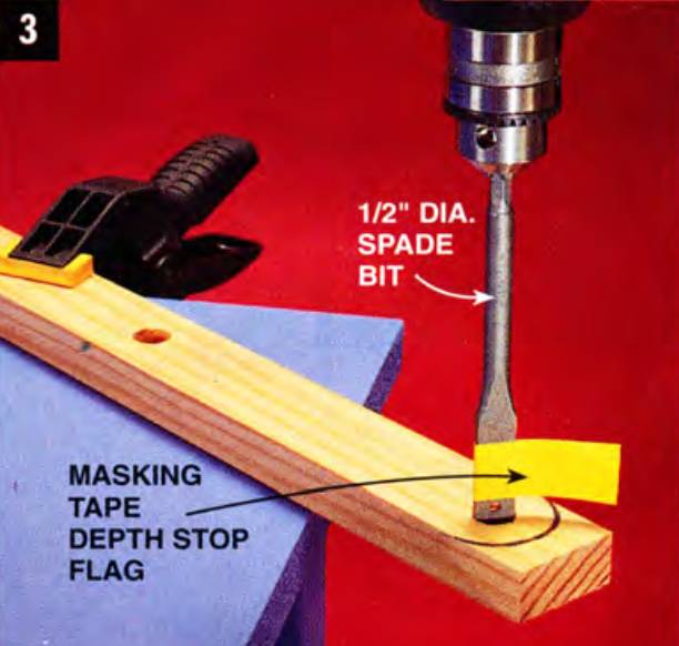 Drill holes from both sides to make clean holes without tearing out the wood
