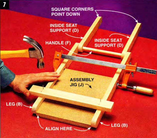 Use the assembly jig to ensure proper spacing when assembling the inside legs to the inside leg brace