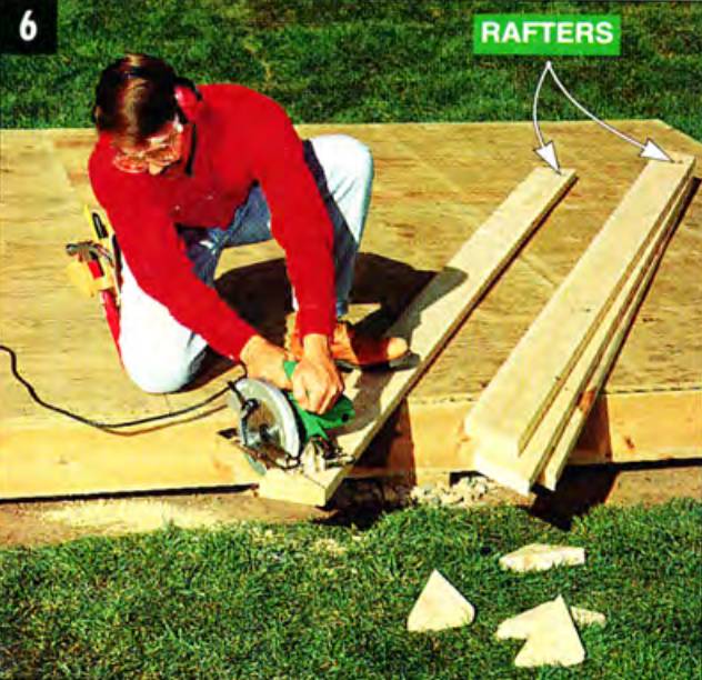 Once you built the test truss, trace and cut the parts for the other four trusses required