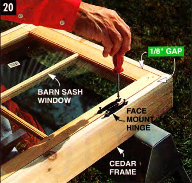 Screw the hinges to the window and the frame