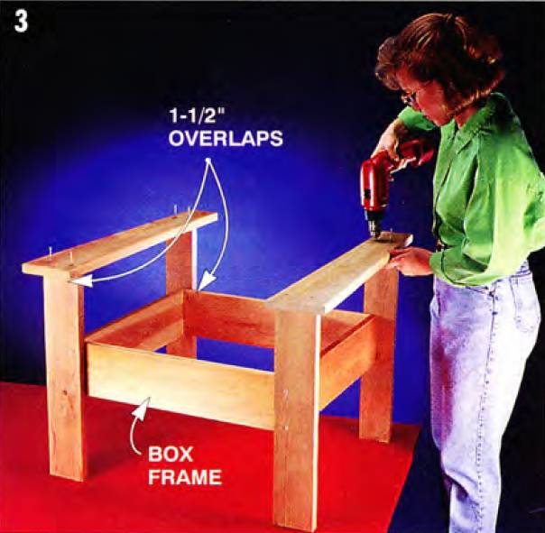 Screw the arms, hiding the end grain of the sides