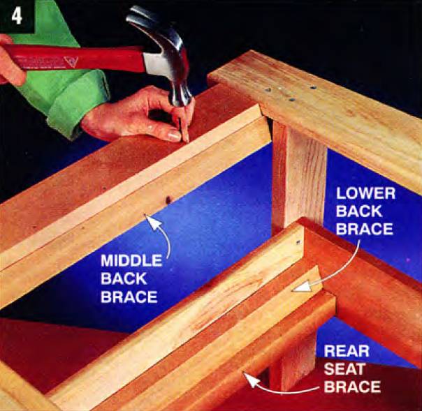 Add the braces - middle back, lower back, and rear seat