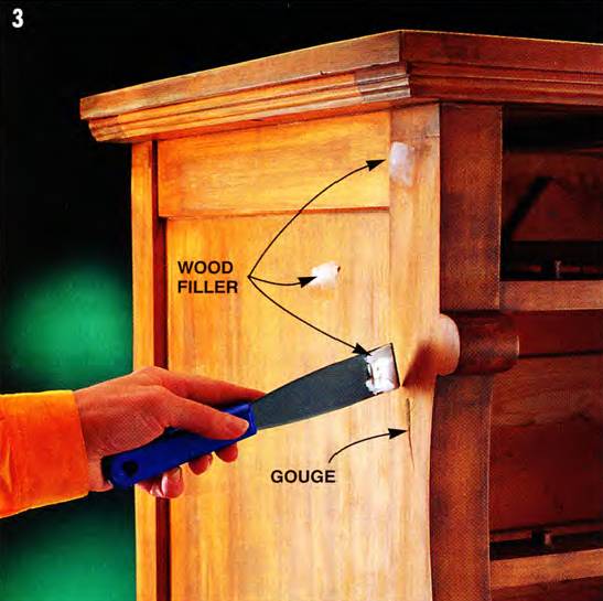 Use wood filler to get rid of knicks and gouges