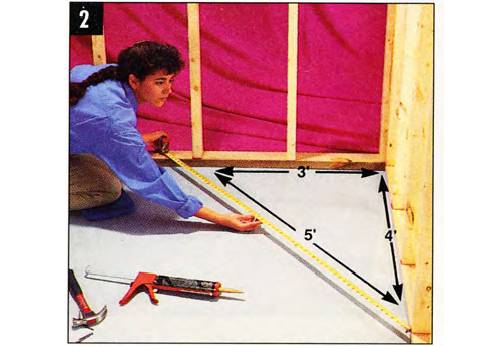 Use the 3-4-5 triangle to verify if a wall is square