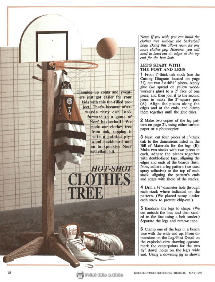 DIY basketball-themed clothes tree