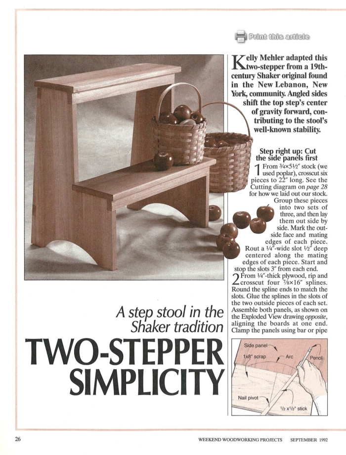 Shaker-style two-step stool plans