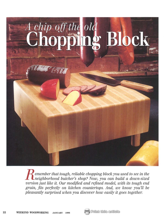 Professional chopping block plans