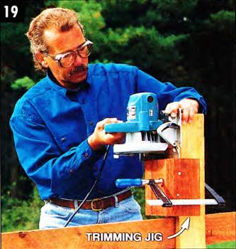 Use a trimming jig and a circular saw to cut the tops of the posts