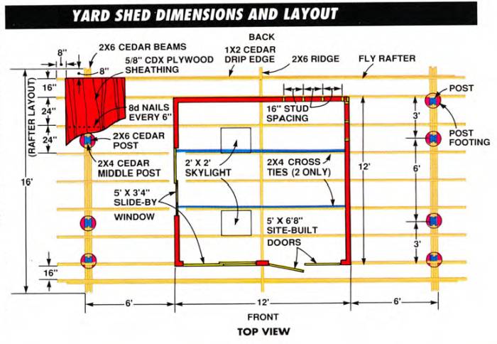 12 by 12 feet yard shed dimensions and layout plus 16 by 24 rafter layout