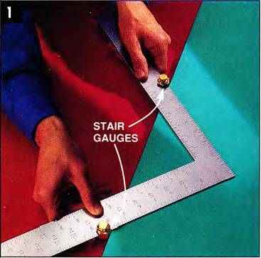 use stair gauges to make 45-degree angles and mark repetitive cuts