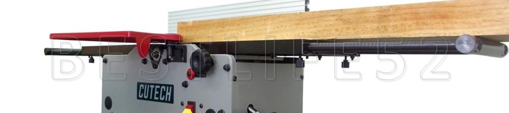 rough lumber on top of a benchtop jointer