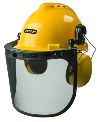 the Oregon 563474 is a combination of protective helmet with a visor, ideal for chainsaw operator safety