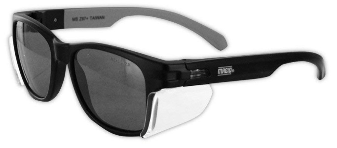 the Magid Y50BKAFGY are safety glasses with side shields and tinted grey lenses