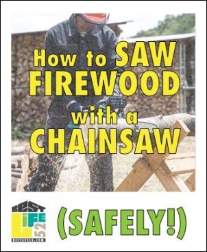 Techniques and personal protection equipment for safely using a chainsaw to saw firewood by yourself