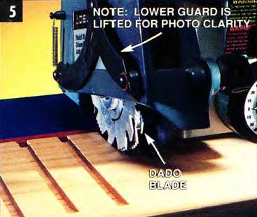 Norm Abram used his saw often to make dados and rabbets; he liked this setup because it allows the operator to see as the blade removes material