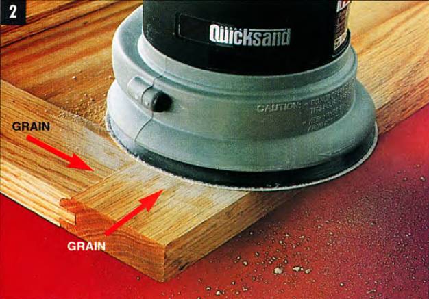A random orbit sander can easily sand opposing grain without any issues