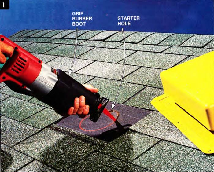 Drill a starter hole and hold the reciprocation saw using the grip rubber boot for improved cut control