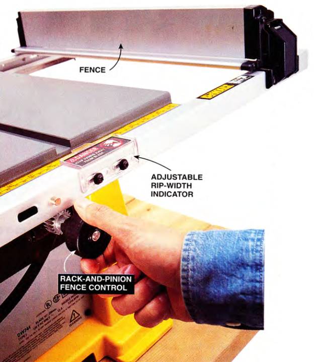 The most accurate table saw fence systems feature a rack-and-pinion mechanism that firmly holds the fence at the front and at the back of the saw, ensuring a straight cut throughout the operation. This is important for accuracy, and also reduces the possibility of kickback