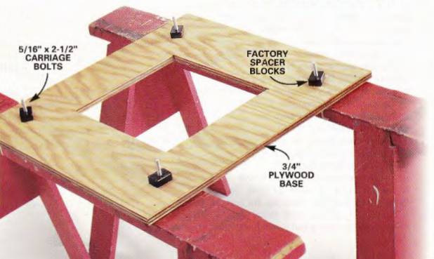 Build this simple plywood base for adding extra stability and functionality to your table saw