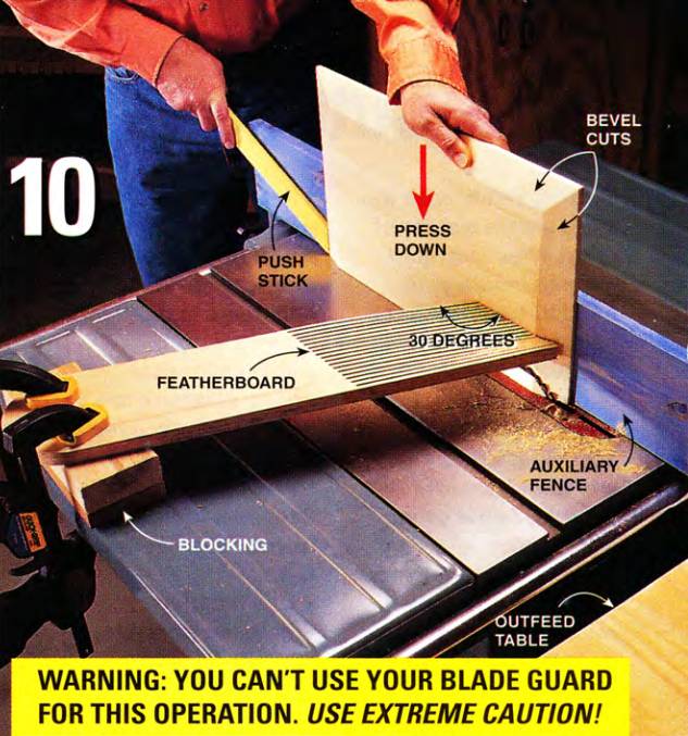 Here's how you can safely make shallow bevel cuts on wood panels using a table saw