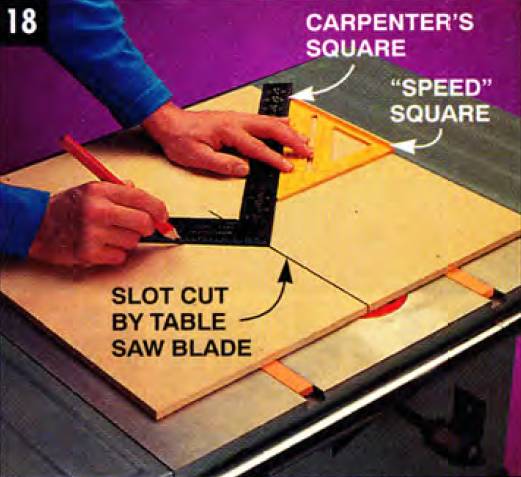 Use a speed square and a carpenter's square to mark the two diagonals